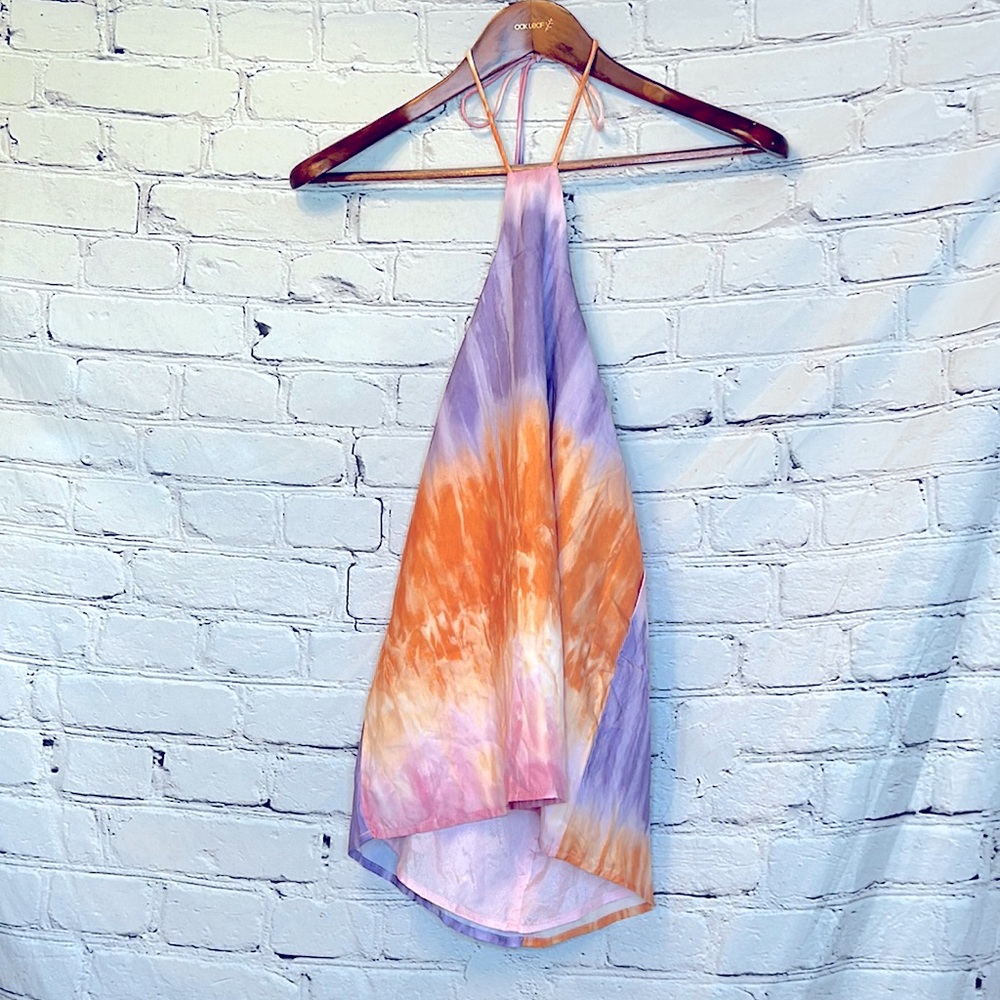 MissGuided Purple Orange Tye-Dye Halter Top Size 6 Petite Like New Condition